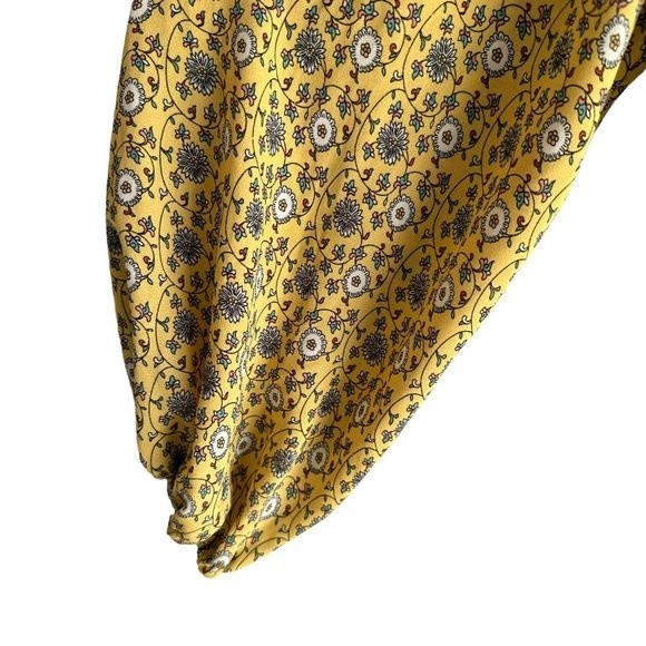 MAX STUDIO Yellow Floral Ladies V-Neck Peasant Boho Career Blouse, S - Picture 7 of 8
